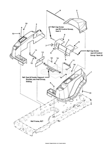 Fender Group Diagram and Parts List for 7800819 (C950-60107-0)(2011) Briggs and Stratton Lawn Tractor
